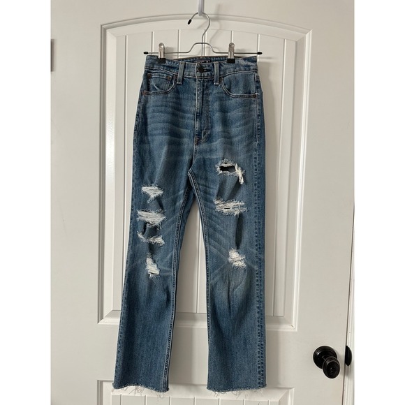 Abercrombie & Fitch Zoe Natural Rise Straight Ankle Blue Jeans Size‎ 26 - Picture 1 of 12